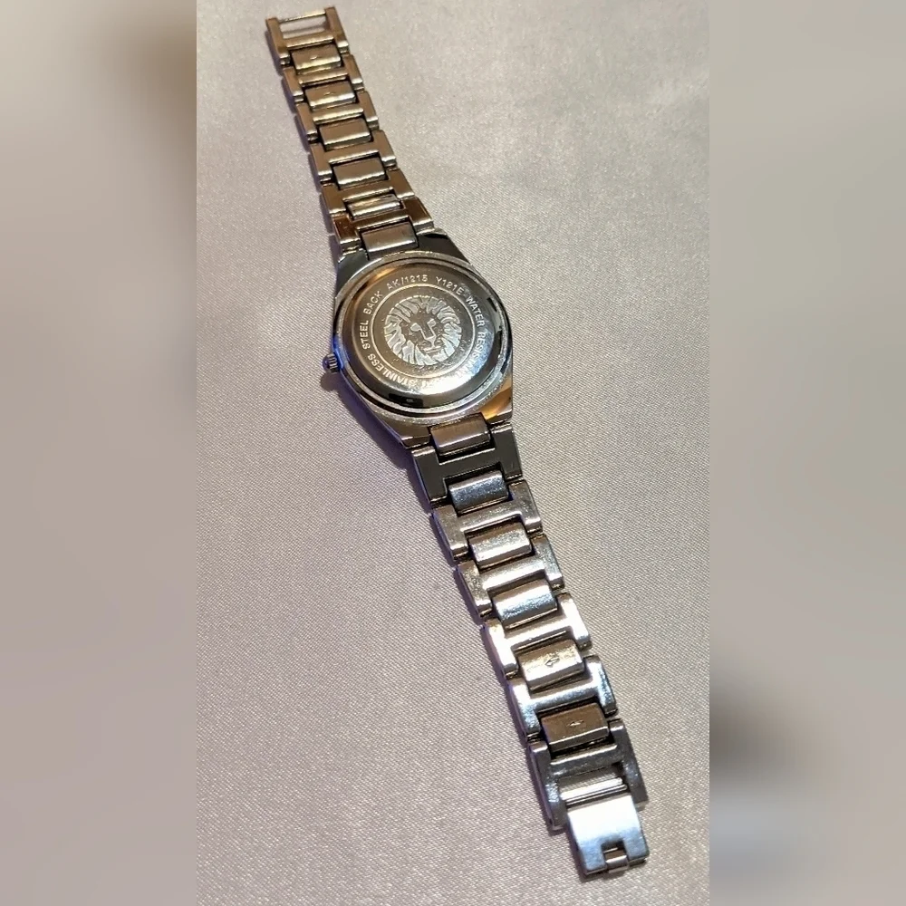 ANNE KLEIN Women's Quartz Watch Silver w/ Black Face AK/1215 WR 100FT Needs Batt